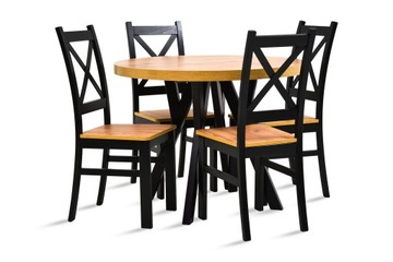 Stół okrągły rozkładany + 4 krzesła CRAFT drewno