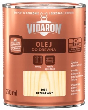 VIDARON ПРОЗРАЧНОЕ МАСЛО ДЛЯ ДЕРЕВА D01 0,75л
