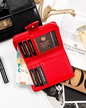 PETERSON portfel damski klasyczny styl na wiele kart ochrona RFID + pudełko
