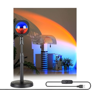 Lampa projekcyjna Sunset zachód słońca 180° USB LED HOWIN