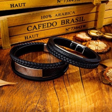 МУЖСКОЙ КОЖАНЫЙ БРАСЛЕТ С ГРАВИРОВКОЙ ДЛЯ НЕГО