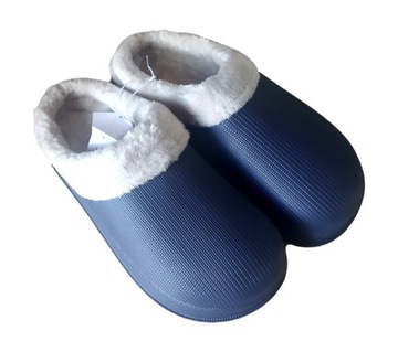 BUTY OGRODOWE klapki z futerkiem GRANAT *42-43