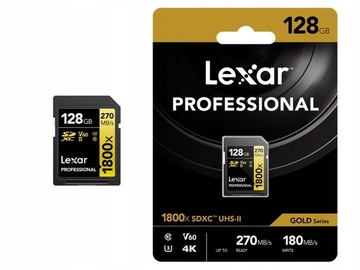 Lexar SDXC 128 ГБ Professional 1800x UHS-II U3 ​​(180/270 МБ/с)