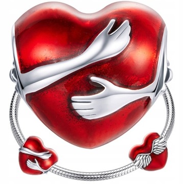 CHARMS SERCE SKRZYDŁA koralik zawieszka srebro 925 czerwone love beads
