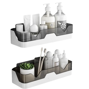 2X PÓŁKA ŁAZIENKOWA WISZĄCA POD PRYSZNIC PLASTIKOWY BEZ WIERCENIA SOLIDNY