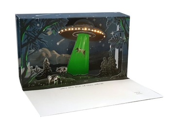 UFO kartka 3D nie tej ziemi ze światełkiem LED na różne okazje np urodziny