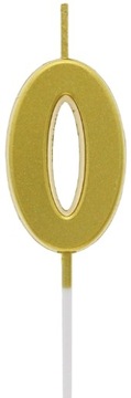 ŚWIECZKA CYFERKA 0 ZŁOTA METALICZNA 9,5x2,3 cm