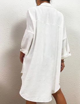 Bsubseach Koszula Plażowa Zapinana na Guziki Strój Kąpielowy Biały XL