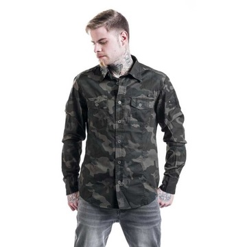 Košeľa s dlhým rukávom BRANDIT SlimFit Shirt Darkcamo