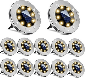 8 x LAMPA SOLARNA LED OGRODOWA NAJAZDOWA GRUNTOWA