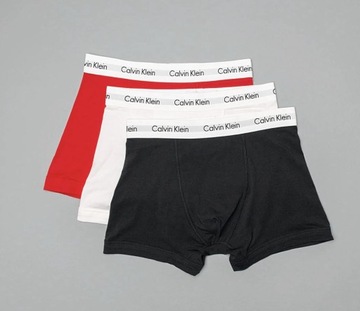 CALVIN KLEIN BOKSERKI 3-PACK BIAŁE-CZERWONE-CZARNE ROZ. XL