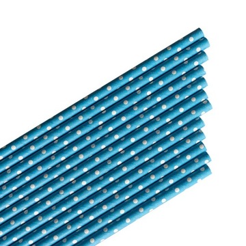 Бумажные трубочки в синий и белый горошек, 12 шт.