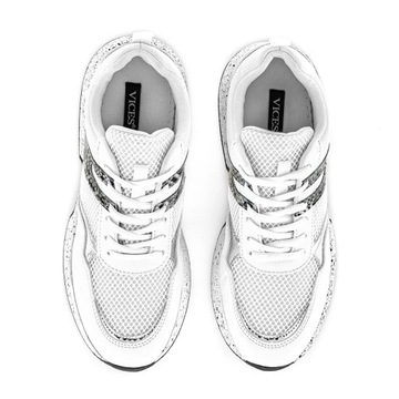 Białe sneakersy z grubą centkowaną podeszwą 40