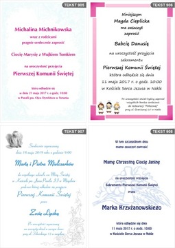 zaproszenia Pierwsza Komunia Święta + personalizacja