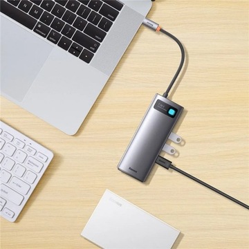 BASEUS HUB adapter przejściówka 7w1 Typ C na 3x USB3.0 / PD / 2x HDMI / RJ4
