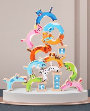 KLOCKI DREWNIANE WIEŻA ZRĘCZNOŚCIOWA UKŁADANKA