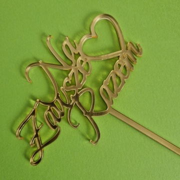 Топпер для торта Forever Together сердце золотое зеркало