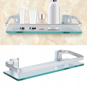 ПОЛКА С ПРОЗРАЧНЫМ СТЕКЛЯННЫМ ЗЕРКАЛОМ 35 СМ