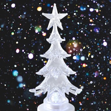 ВСТАВКА Светящаяся РОЖДЕСТВЕНСКАЯ ЕЛКА светодиодная микс цветов С ДЕКОРАЦИЕЙ БАТАРЕЕК для свечи, 1 шт.