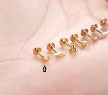 СЕРЬГА LABRET TRAGUS HELIX, ЗОЛОТАЯ ЛУНА 1,2/8
