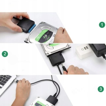 КАБЕЛЬ АДАПТЕРА USB 3.0 - SATA ДИСК HDD SSD 2.5'' 3.5'' + БЛОК ПИТАНИЯ