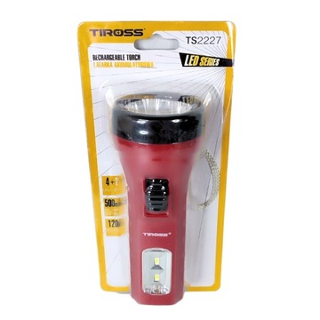 Классический светодиодный аккумуляторный фонарик со вилкой 14см, инструкция, 2 режима, 120м