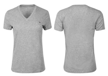 TOMMY HILFIGER KOSZULKA T-SHIRT V-NECK GREY r. XS