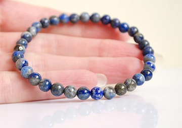 Naturalny LAPIS LAZULI Piryt KULKI gładkie kulka 6mm kula bransoletka