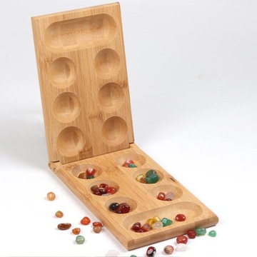 2 Set Classic Foldable Wooden Mancala Board Strategy Game Easy Store