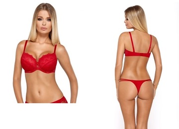 Komplet biustonosz push-up stringi CASSI 75C RED