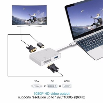 HUB USB-C 3.1 Адаптер для DVI VGA HDMI 4K и USB