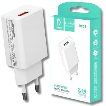 SZYBKA ŁADOWARKA SIECIOWA USB 2.4 A 2A FAST CHARGE WTYCZKA DO SMARTWATCHA