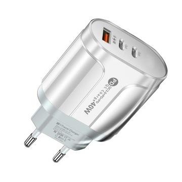 Зарядное устройство USB C, 40 Вт, 3 порта, быстрая зарядка, зарядное устройство для мобильного телефона PD Type C Adap