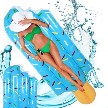 MATERAC DMUCHANY DO PŁYWANIA PLAŻOWY NA BASEN LÓD NA PATYKU LEŻAK WODNY XXL