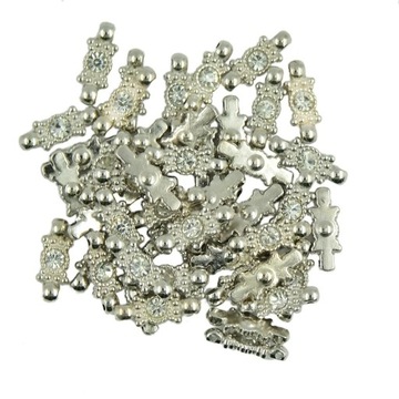 50 sztuk Diamante podwójne otwory Spacer Bar złącza koraliki biżuteria DIY ustalenia