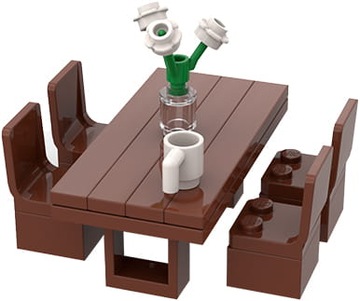 Mebelki: Stół z krzesłami - customowy model z klocków LEGO