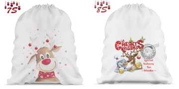Worek na Prezenty Nadruk Święta Mikołaj 80 x 60 cm Opakowanie