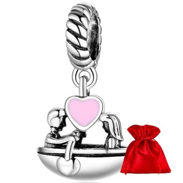 P079 Zakochani para łódka charms srebro 925 zawies
