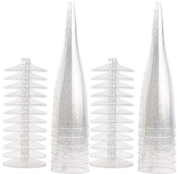 Plastikowe wielorazowe srebrne kieliszki do szampana PREMIUM 10szt ślub