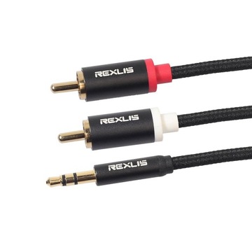 3x Kabel Audio Stereo Przewód 3.5mm Do 2 RCA Męski