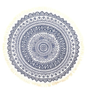 Bawełniany dywan w stylu vintage, boho 90 cm biało - granatowy