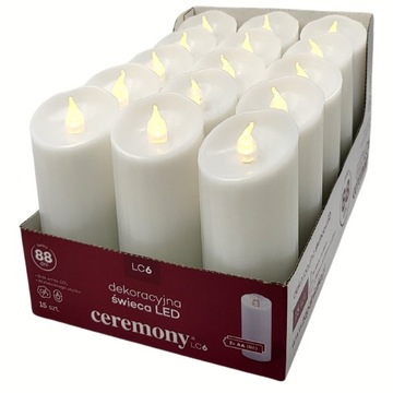 Wkład LED na Baterie Ceremony Świeca elektryczna do Zniczy LC6 12,5cm 15szt