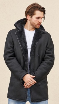 Klasyczny czarny KOŻUCH MĘSKI F.P. LEATHER