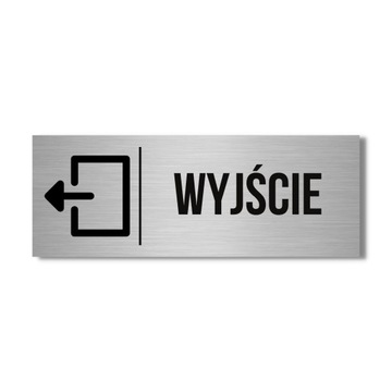 TABLICZKA 20x7.5CM NAPIS PIKTOGRAM WYJŚCIE ALUMINIOWA CZARNY NADRUK UV