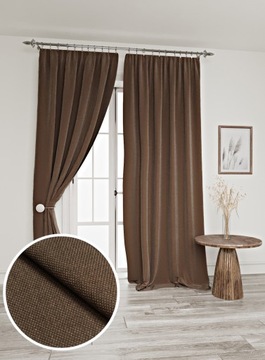 Zasłony gotowe Blackout Struktura Len Wenge150x270