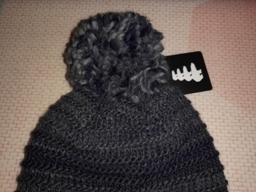 Czapka EISBAR BEANIE POMPON dziecięca Ciemno-szara WEŁNA MERINO + reserved