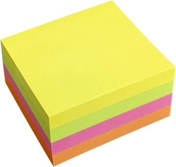 Karteczki kolorowe samoprzylepne kostka biurowa 75x75 mm 320 k neon mix