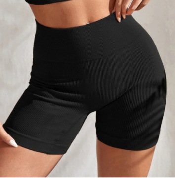 КОРОТКИЕ ШОРТЫ В РЕБРУШКУ ЛЕГИНСЫ PUSH UP ЧЕРНЫЕ S/M