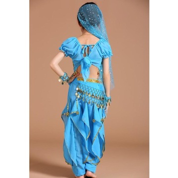 Детский костюм для танца живота монета с бахромой XS синий