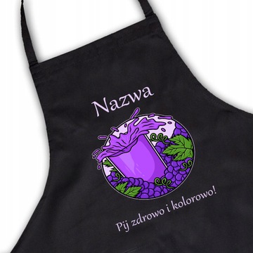 Fartuch Czarny Kuchenny Prezent PIJ ZDROWO Wzory